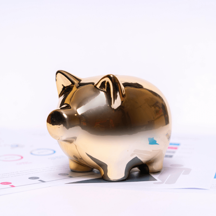 Golden piggy bank representing secured funding